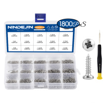 1800PCS M1 M1.2 M1.4 M1.5 Micro Glasses Phone Screws Set Pan Round Head Tapping Screw Phillips Electric Mini Screw Kit